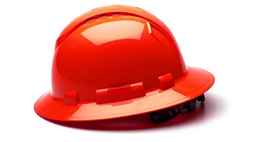 Ridgeline Pyramex Ridgeline Full Brim Hard Hat 4 Point Ratchet Vented Hi-Vis Orange - Image 2